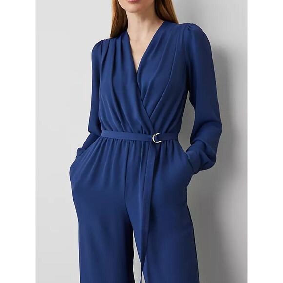Ann Taylor Petite Wrap Jumpsuit Blue NWOT 16P Plus - Picture 3 of 5